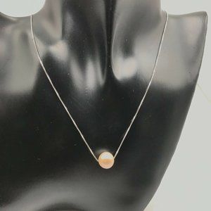 Sterling Silver 925 Freshwater Pink Pearl Pendant 18" Box Chain Necklace